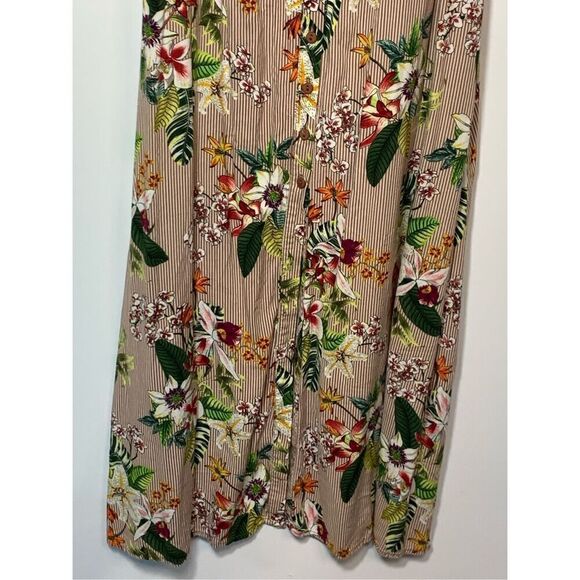 Body Glove Women's Floral Pinstriped Button Down Midi Dress Pink Size Large - Picture 2 of 7